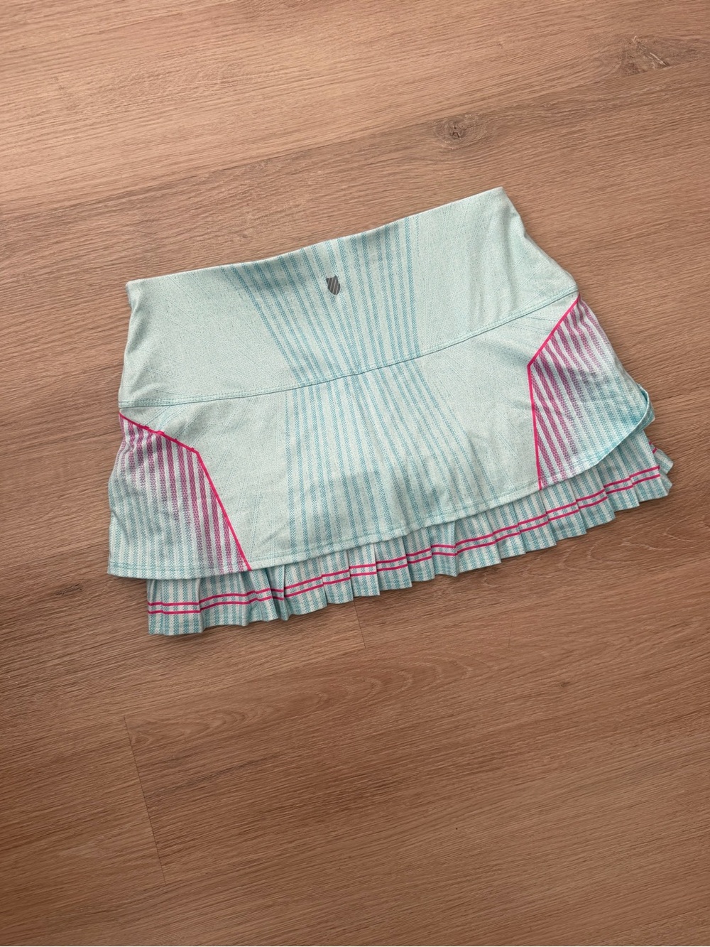K-Swiss Light Aqua Skater Tennis Skirt with Pink Trim